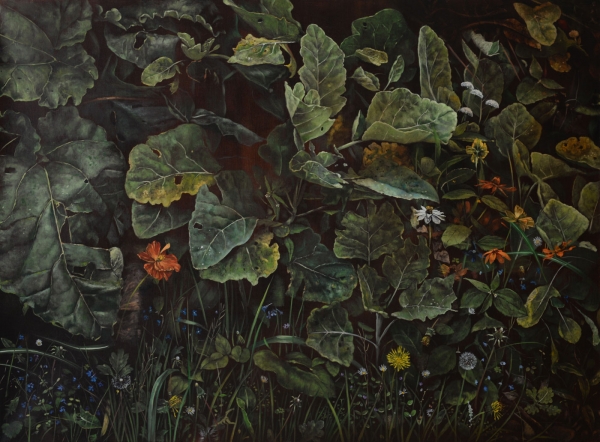 Pestwurz und Löwenzahn, Oil, 170 x 125 cm