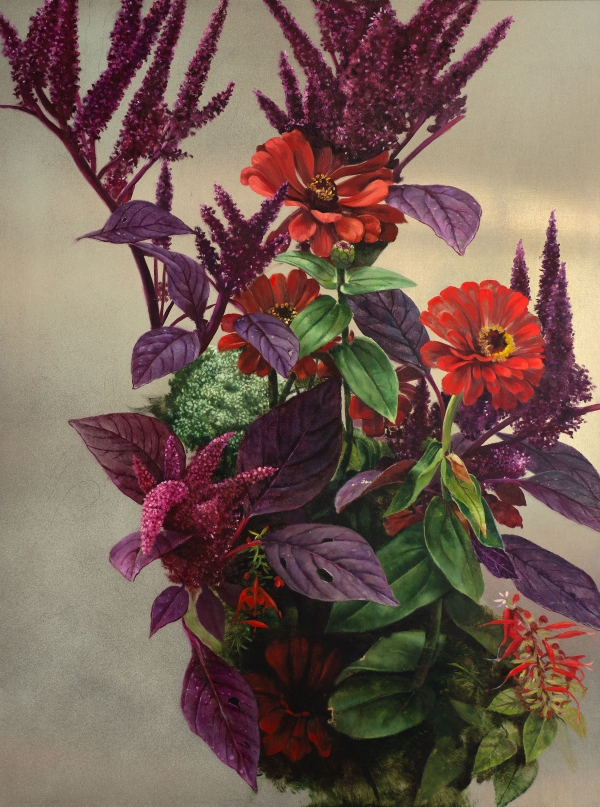 Zinnias and Amaranth I, Oil, 60 x 80 cm