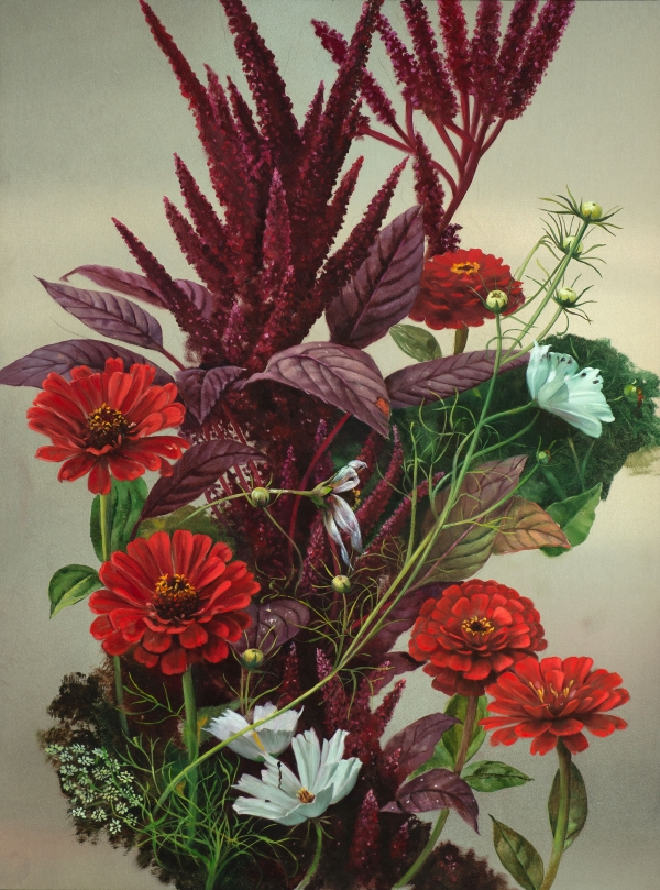 Zinnias and Amaranth II, Oil, 60 x 80 cm