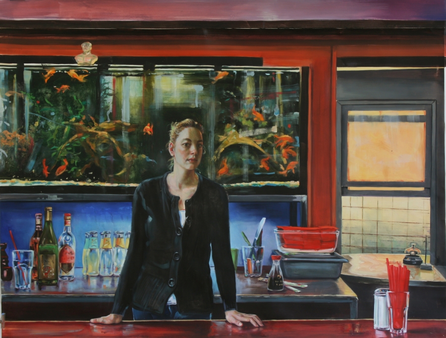 Rote Laterne, Oil, 110 x 150 cm