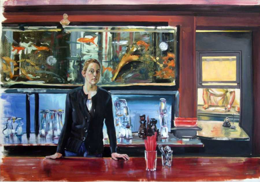 Rote Laterne– study, Oil, 100 x 70 cm