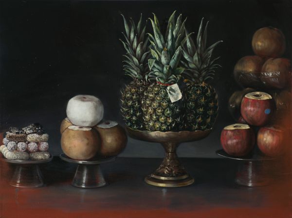 Pineapples, Pears, Biscuits, Oil, 120 x 90 cm