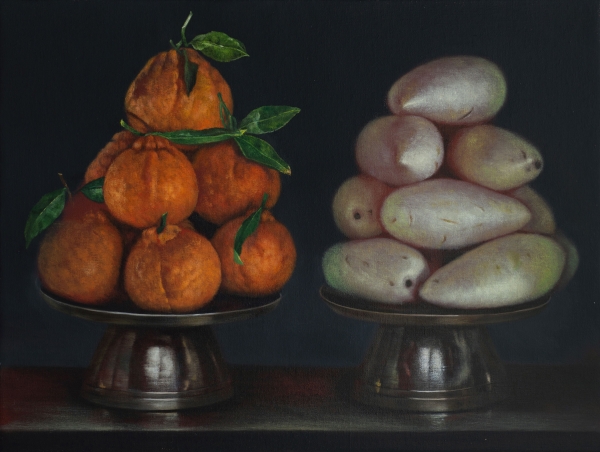 Oranges and Radish, Oil, 80 x 60 cm