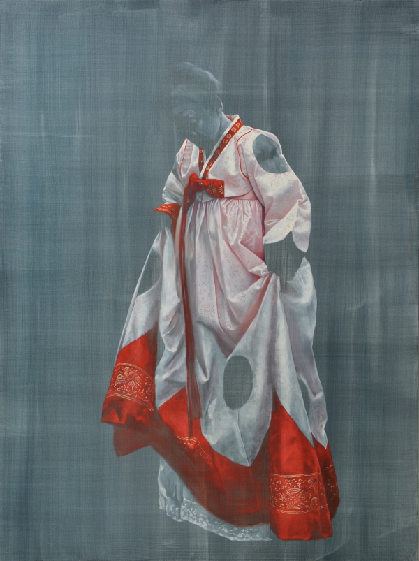 Hanbok in white and red, Oil, 135 x 180 cm