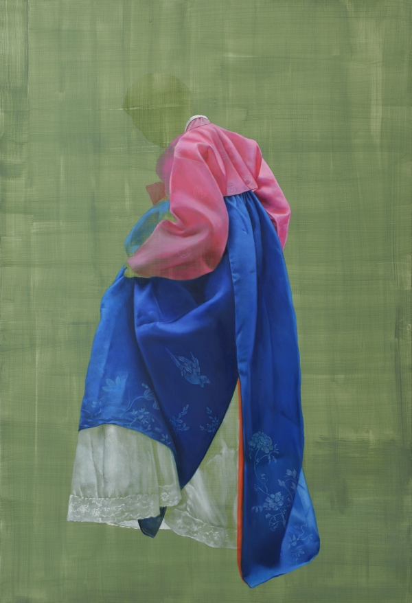 Hanbok in pink and blue, Oil, 130 x 180 cm
