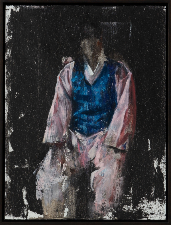 Man with the blue vest, Oil, 30 x 40 cm