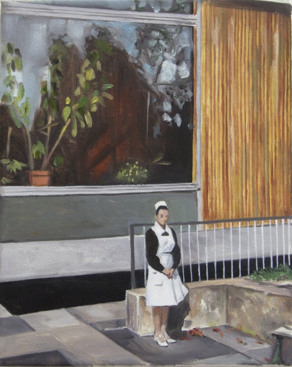 Schwester vor Fenster, Oil, 24 x 30 cm