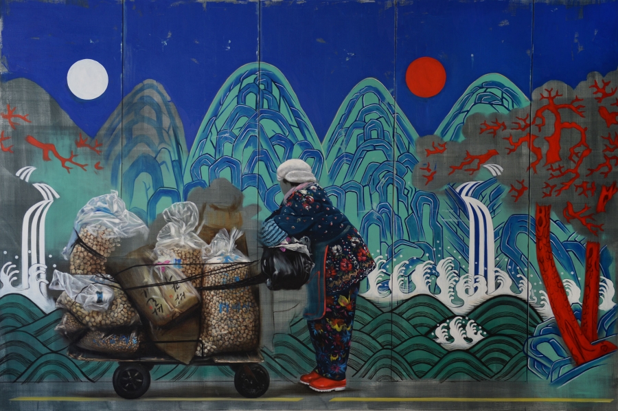 The sun and the moon, Oil, 300 x 200 cm